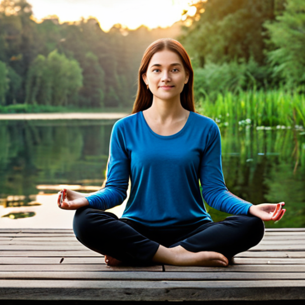 내면 평화 명상을 위한 음악 추천 - Tranquil Lakeside Meditation**
"A woman in comfortable, modest clothing, sitting in a lotus pose on...
